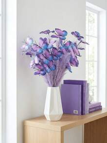 1/3/6 Stück lila künstliche Schmetterlings-Blumen, Schmetterlinge und Federn, 4 realistische 3D-Schmetterlinge, Heimdekoration geeignet für Vasen, Blumenarrangements, Hochzeit, Zuhause, Büro, Party-Dekoration, Muttertags-Geschenk - Verschiedenfarbig - Übersicht 9