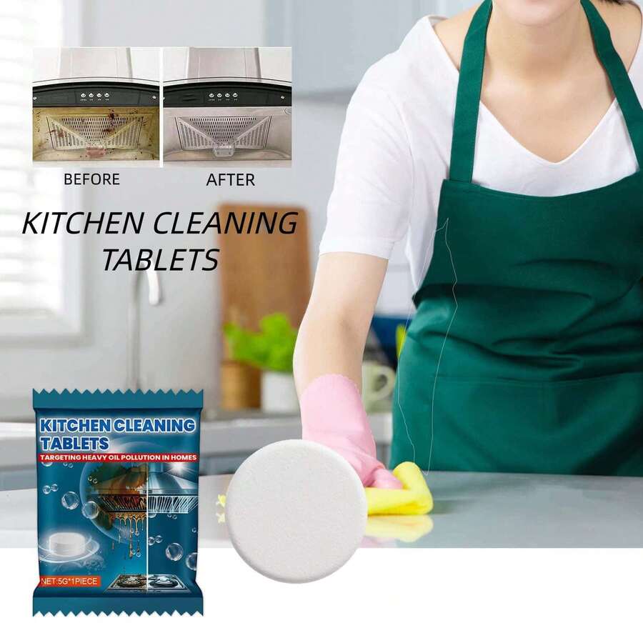 Kitchen Cleaning Effervescent Tablets, Removes Grease, Grime And Stubborn Stains From Kitchen Stove, Oven And Exhaust Fan - Solid State - View 1
