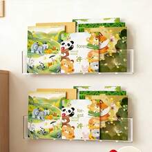 Estantería de pared conveniente, caja de almacenamiento transparente para revistas, estantería para exhibir CDs. Estantería de pared, estantería para libros de niños sobre la puerta sin taladrar, estantería para pasillos para almacenar libros, revistas, CDs y otros artículos de uso múltiple - transparente - Ver 11
