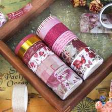 Nuevo set de papelería: cuaderno, cinta adhesiva, pegatinas - Cuaderno con tema retro, cinta adhesiva DIY, pegatinas decorativas para cuaderno, materiales de collage para bordes y fondos - Conjuntos - Ver 6