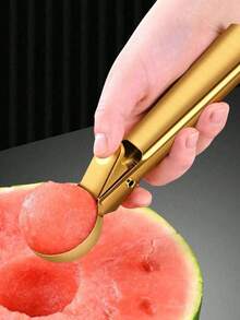 1 cái muỗng múc kem bằng thép không gỉ có cần gạt, dụng cụ tạo viên kem, muỗng múc dưa hấu, muỗng đào, muỗng tạo viên kem sorbet, dụng cụ làm món tráng miệng, muỗng dưa hấu, dao khắc trái cây, muỗng múc kem. - Xem 10
