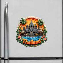 Thailand Sunset Temple Spires Elephants And The River Of Gold Magnet Where Ancient Stones Whisper Under The Tropical Glow Keepsake For All Metal Surfaces Throughout The Home - Ancient Temples In Thailand - View 3
