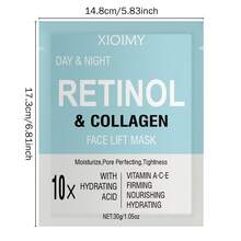 7片装10倍视黄醇胶原蛋白面膜，富含玻尿酸、维生素A、C、E，深层保湿，令肌肤更柔嫩、光滑、水润，提亮肤色，提供面部补水，面部护理面膜 - 數量 - 查看 9