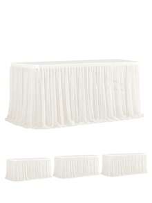1pc Polyester Ruffled Table Skirt, Suitable For 48/72/96/108/168 Inch Rectangular Tables, Wrinkle-Resistant And Easy To Clean, Ruffle Hem Design, Ideal For Birthday, Party, Wedding, Bridal Shower, Celebration Decor - Multicolor - View 34