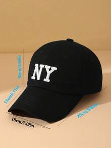 1 pieza Gorra de béisbol ajustable con bordado de letra NY, estilo clásico y versátil, sombrero de sol deportivo, unisex, para verano, playa - A - Ver 4