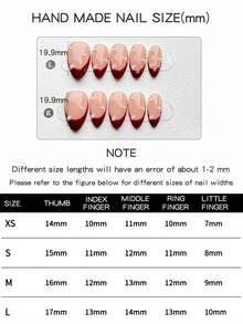10 Stücke rein handgefertigte Press-On Nagelspitzen, kurze Mandelform Press-On Kunstnägel, handbemalte weinrote French Nails mit Nude-Basis, dekoriert mit winzigen weißen Perlen, geeignet für den täglichen Gebrauch für Frauen und Mädchen, inklusive komplettem Nagelset - Verschiedenfarbig - Übersicht 6