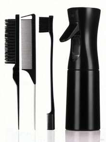3pcs Watering Can Comb Set, Includes 1 Edge Brush, 1 Hair Brush, 1 Rat Tail Comb, Smooth Back Massage Brush Set For Grooming Baby Hair,Festival,Party - Pink - View 2