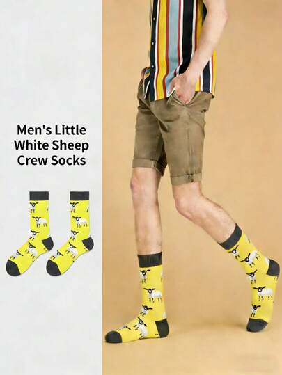 1 Pair Of New Men's And Women's Socks With Cartoon Cute Little Aries Pattern, European And American Fashionable INS Style Mid Calf Socks, Unisex Suitable For All Seasons, Fashionable And Versatile Mid Tube Socks That Can Be Given To Family, Friends And Loved Ones, Suitable For Various Dressing Occasions