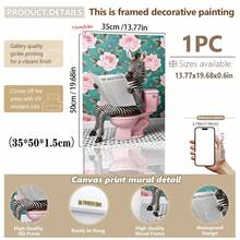 1pc, Canvas Wall Art, Framed Wall Art, Fun Zebra On The Toilet Poster, Tropical Plant Bathroom Art, Pink Poster, Zebra Reading The Newspaper, Bathroom And Toilet Animal Decor, Modern Aesthetic Decor, Apartment Decor, Stylish Home Decor, Room Decor Aesthetics, Dorm Room Decor, Living Room Decor, Bathroom Decor, Kitchen Decor, Decorative Gifts, Housewarming Gifts - Zebra - View 11