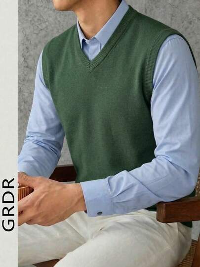  GRDR Men's Casual Versatile Solid Color Knit Vest
