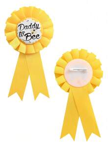 Baby Shower Decorations - "Mommy Bee" Gold Belt And "Daddy Bee" Tin Badge Combo Set, Baby Shower Party Favors & Gifts, Pregnancy Party Decorations - Multicolor - View 3