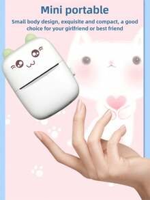 1 pièce Imprimante de poche portable mini, imprimante thermique sans fil, imprimante d'étiquettes pour étiquettes, reçus, photos, notes, imprimante thermique compacte intelligente sans encre, rechargeable par USB - Design mignon de dessin animé, avec batterie 1200 mAh, cadeau réfléchi pour la famille et les amis pour les vacances et les anniversaires - Multicolore-01 - Voir 9