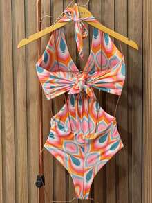 Premium Beach Cover-Up Set: Bodysuit, Swimsuit, And Pareo - Cetakan Lunara - View 3