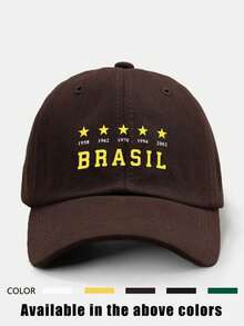 1顶女士印花“巴西”棒球帽，可调节户外防晒休闲帽，适合春秋季旅行海滩度假，男女通用Y2K风格遮阳帽 - 棒球帽 - 查看 4