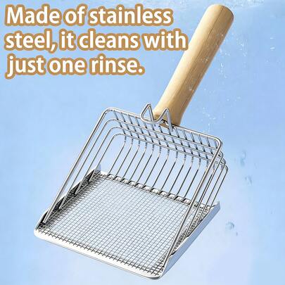 1 pieza Pala de acero inoxidable para arena de gato, accesorios para gatos, hámsteres, conejos, cobayas, escoba para inodoro, herramientas de limpieza profesional para mascotas, pala para heces, pala para arena de bentonita de agujero pequeño, pala para estiércol de pollo, pala de filtro, recipiente de vidrio fácil de limpiar para reptiles, pala para arena, pala de playa, suministros para mascotas