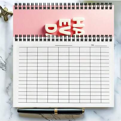 1pc Creative "HAPPY EVERY DAY" A5 Versatile Grid Notebook, Suitable For Work, Study, School Attendance, Company Finance Accounting, Inventory Management, Business Meeting Records And More Scenarios, 100 Pages/50 Sheets, Practical And Stylish!
