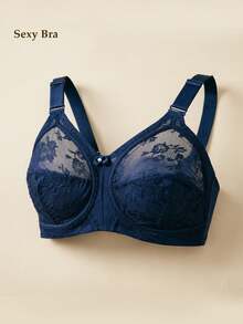 1 Áo ngực ren nylon siêu nhẹ, không gọng, không mút, không gọng, thoáng khí, gợi cảm, phong cách Âu Mỹ đơn giản, cỡ lớn, thích hợp mặc khi ngủ, ở nhà, đi làm và đi chơi, đồ lót, nâng ngực - Màu xanh lam - Xem 6