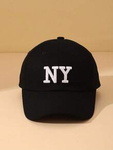 1 pieza Gorra de béisbol ajustable con bordado de letra NY, estilo clásico y versátil, sombrero de sol deportivo, unisex, para verano, playa - A - Ver 6