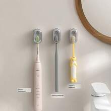 ZHGEE Toothbrush Holder, Dustproof With Cover, No Drilling Required, Electric Toothbrush Stand, Wall-Mounted Bathroom Toothbrush Storage Rack, Suitable For Bathroom Storage, Transparent - Multicolor - View 8