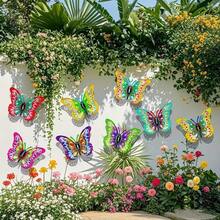 8pcs/Set Colorful Metal Butterfly Wall Art, Vibrant Outdoor Wall Decor, Indoor/Outdoor Metal Craft Decorations, Lively Home Accents - 8pcs Butterfly - View 8