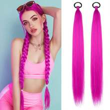 Bộ 2 dây buộc tóc đuôi ngựa màu tím - Dây buộc tóc bện dài 26 inch có chun, thích hợp cho cosplay, tiệc tùng, lễ hội, đám cưới và sử dụng hàng ngày. - Nhiều màu - Xem 16