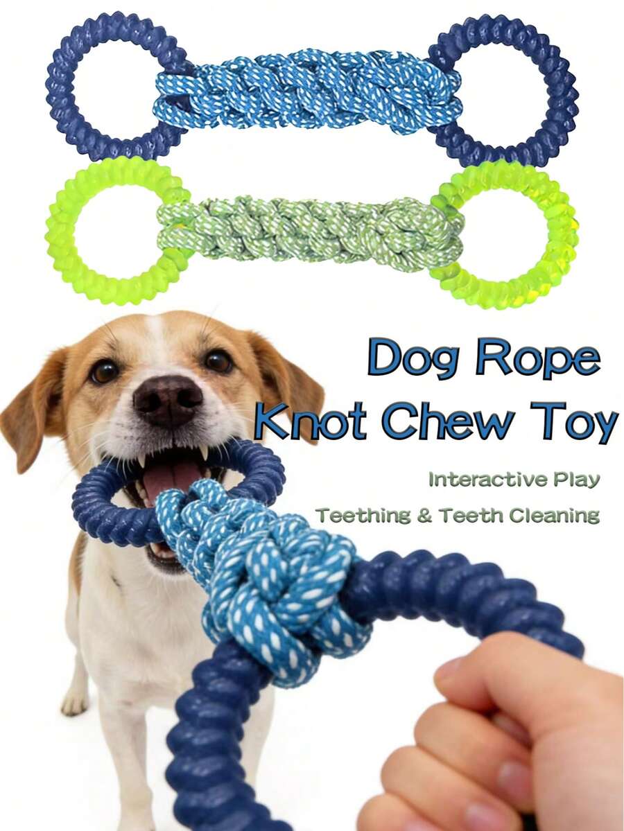 大型犬拔河绳玩具，防滑手柄 - 耐用耐啃咬，有助于清洁牙齿，维护口腔健康，适合中大型犬 - 非常适合拔河、捡球游戏，是爱啃咬的狗狗的理想玩具，趣味宠物玩具，坚固的混合材质，易于清洁