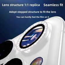 4pcs Rhinestone Lens Protector Stickers Compatible With Apple 17 Pro Max/16/15/14/13/12/11 Series, Anti-Scratch Anti-Drop, Ultra-Clear Pixel Camera Lens Protective Film - Silver - View 3