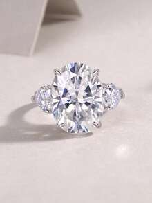 Anillo de Moissanita de plata de ley 925, hipoalergénico, anillo de compromiso/boda, diseño minimalista, uso diario versátil, regalo para el Día de San Valentín, cumpleaños, boda, viene con caja de regalo y certificado - Plateado - Ver 6