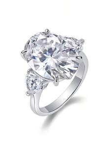 Anillo de Moissanita de plata de ley 925, hipoalergénico, anillo de compromiso/boda, diseño minimalista, uso diario versátil, regalo para el Día de San Valentín, cumpleaños, boda, viene con caja de regalo y certificado - Plateado - Ver 13