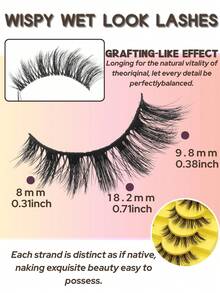 Fengxiu Eyelash 10 Pairs D Curl Spiky Eyelashes Yellow Packaging Fluffy Wispy Faux Mink Lashes Curly Spiky Tail Lash Extension Soft Reusable Eye Beauty,Fine Natural, Grafted Appearance, Faux Mink, Transparent Band, Y2K Style, 3D Fluffy Long Cat Eye, Natural Thick Eyelash Extensions - Black - View 7