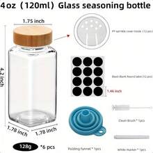 24件套木盖方形调料罐和胡椒瓶套装 - 彩色 - 查看 6