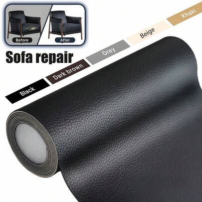 强力自粘皮革修补贴，大尺寸 20.12x113.03cm 人造革修补胶带套装，适用于损坏的皮革沙发、长椅、汽车座椅、椅子、橱柜、墙壁、手提包、夹克、鞋子、皮带、摩托车座椅、办公椅、桌子、书桌、DIY 乙烯基材料。