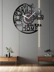 Minimalist Creative Coffee Imitation Record Time Art Wall Clock Decoration Wall Clock Home Kitchen Decoration Home Living Room Study Decoration Essential Bedroom Decoration Coffee Pattern Design Decorative Clock Silent Mute Clock 11.8 Inches - Black - View 5