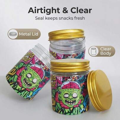 1 pieza Pegatina DIY Canister antiolores a base de hierbas, botella de almacenamiento de tabaco, pegatina con impresión de dibujos animados holográficos, tarro de plástico hermético, almacenamiento de hierbas, mantiene los artículos frescos durante días, recipiente hermético a prueba de humedad, tarro de almacenamiento hermético multifuncional a prueba de olores