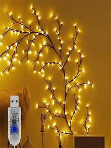 Lámpara de rama USB, lámpara de rama de árbol artificial, lámpara de rama de sauce flexible con 8 modos de iluminación, adecuada para decoración de sala de estar y dormitorio, iluminación de ambiente interior, fiesta, regalo de cumpleaños, decoración de Halloween y Navidad - Multicolor - Ver 6