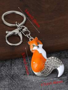 1 PC Fashionable And Cute Alloy Enamel Fox Keychain With Exquisite Style. Suitable For Both Men And Women. A Bag Charm. The Perfect Gift For Friends. - Multicolor - View 3