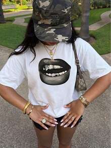 Áo thun nữ tay ngắn dáng rộng, thời trang thường ngày mùa hè. - trắng - Xem 6