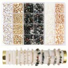 Bộ dụng cụ làm trang sức bằng đá vụn, khoảng 24 ngăn, 1300 mảnh, tự làm vòng tay, dây chuyền, phụ kiện trang sức, đá giả đá quý. - H - Xem 26