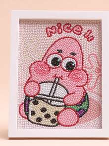 SpongeBob SquarePants 1 peça quadrada de pintura de diamante 5D DIY interessante - Presente de aniversário de desenho animado com moldura, adesivos de estrelas para festa, presente de feriado! - Multicolorido - Ver 8
