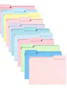18pcs A4 Size File Folders With 3 Divider Tabs, Beige Paper File Organizer, Single Page Classification Folders For Office & Study, Durable Paper File Storage Folder With Clear Labels, Lightweight & Portable Office Desk File Organizer - Multicolor - View 2