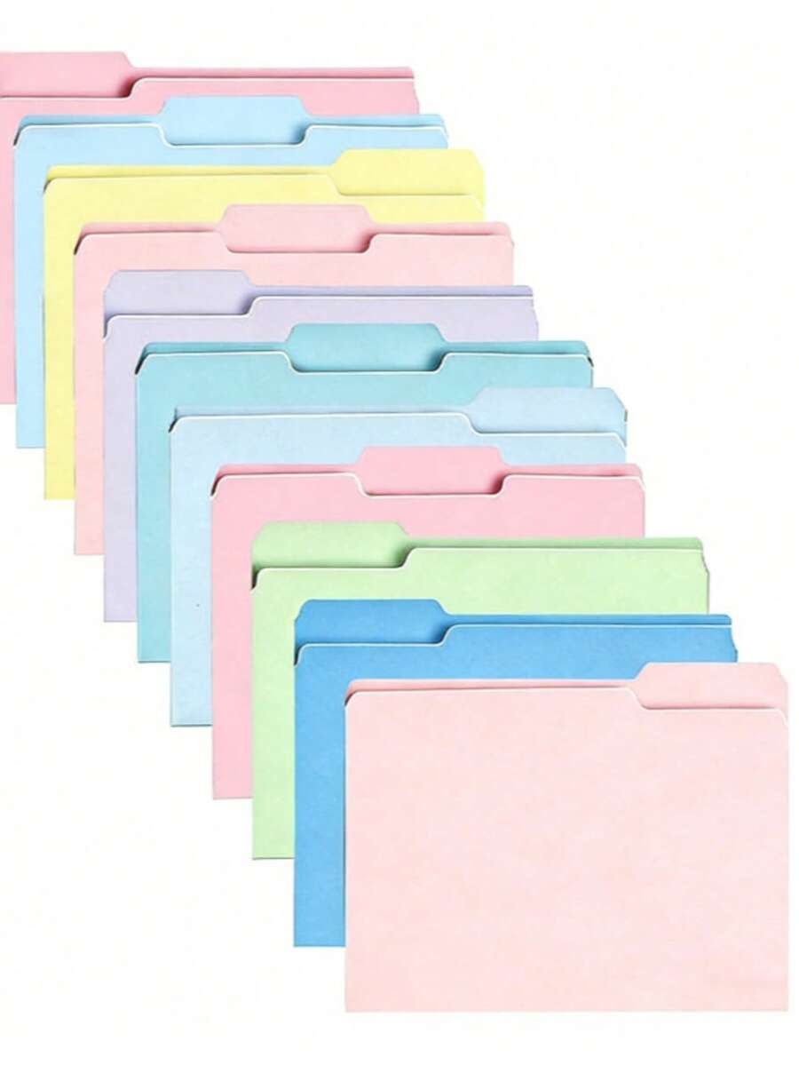18pcs A4 Size File Folders With 3 Divider Tabs, Beige Paper File Organizer, Single Page Classification Folders For Office & Study, Durable Paper File Storage Folder With Clear Labels, Lightweight & Portable Office Desk File Organizer