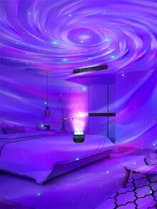 1pc USB Galaxy Swirl Projector Lamp, LED Wave Ripple Projection Light, 7-Color Changing, Bedroom Night Light Projector For Bedroom, Living Room, Home Theater, Ceiling, Party, Dance Hall Atmosphere, USB Powered With Remote Control - Multicolor - View 3