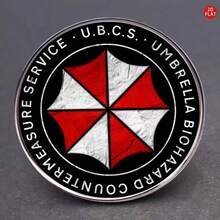 1枚时尚雨伞公司标志胸针，金属合金游戏徽章，男女通用配饰，日常佩戴礼品 - 彩色 - 查看 2