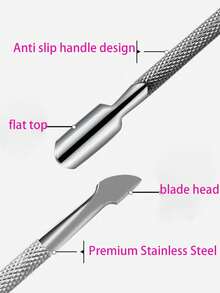 1 chiếc kìm đẩy biểu bì và cắt móng hai đầu chuyên nghiệp bằng kim loại bạc, dụng cụ cạo lớp sơn gel móng tay chất lượng salon bằng thép không gỉ, dụng cụ làm sạch móng tay và móng chân chuyên nghiệp bền bỉ. - Bạc - Xem 4