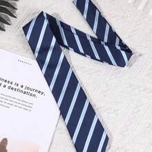 1pc Men's Coffee Striped Polyester Necktie, Collegiate Style Suitable For Daily Use,Accessories,Festival,Gifts - Tie-8203 - View 4