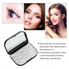 Dust-Proof False Eyelash Case With Mirror - Compact Black Lash Organizer, Portable Design For Purse & Travel, Protects Lashes & Makeup Tools, Perfect Gift For Teen Girls, Beauty Bloggers On Sweetest Day, Christmas - Black - View 1