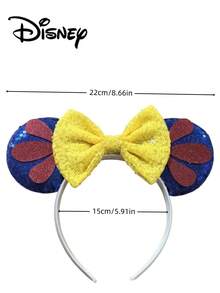 Disney 1个蓝黄亮片发箍，节日派对头饰，趣味拍照道具，适合生日派对和复活节活动，可爱卡通蝴蝶结发饰，公主装扮装饰发箍发圈，夏季、假日、旅行 - 彩色 - 查看 5