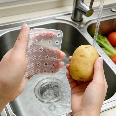 Perie multifuncțională pentru legume, perie de uz casnic cu mânecă pentru degete pentru fructe și legume, perie flexibilă de curățare a legumelor și fructelor de bucătărie, perie pentru crăpături în chiuvetă și tăietoare, potrivită pentru spălarea cartofilor, cartofilor dulci, morcovilor, castraveților etc.