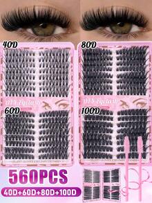 Queenice 800 Clusters Mixed-Length False Eyelashes, Including 50D, 60D, 80D, 100D Four Specifications Of Segmented False Eyelashes, Various Styles, DIY At Home, Natural And Thick Effect, Ideal For Fluffy, Dense, Voluminous And Exaggerated Makeup Looks, Perfect Gift For Mother's Day, Valentine's Day, Easter, Christmas - D - View 11