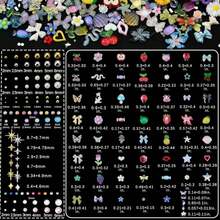 OPMADM 9000 Pcs 3D Nail Charms And Gems Bulk Y2k Cute Charms For Nails Design Kit 110 Styles Colorful Rhinestones Bows Butterfly Flower Star Beads Pearls Bubble - ColorA - 查看 2